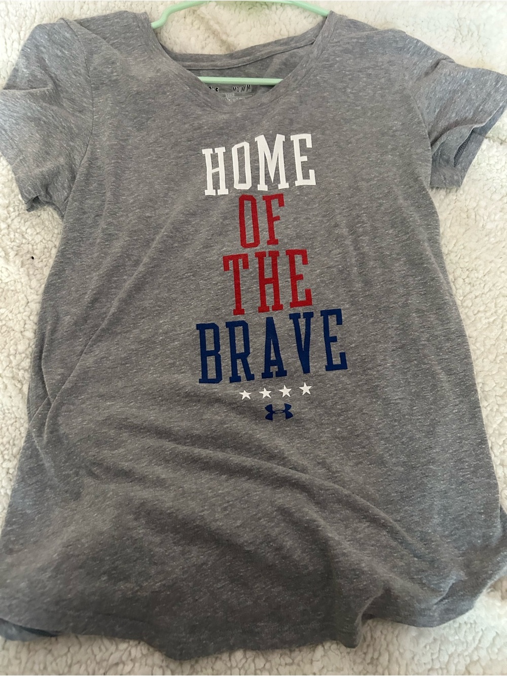Under Armour Women's 'Home Of The Brave' USA Graphic T-Shirt Grey Medium